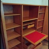 Wooden and rattan wardrobe