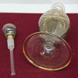 Vial / perfume bottle in tinted and cut glass golden border