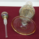 Vial / perfume bottle in tinted and cut glass golden border