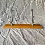 Vintage wooden wall coat rack - 2 hooks