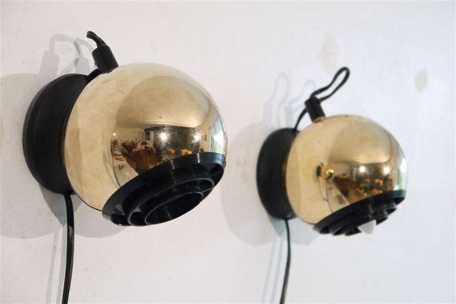 Vintage Scandinavian brass wall lamp 1970