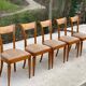 5 chaises Louis XVI bois massif et daim beige carrelé