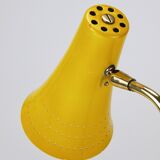 Yellow desk, table or accent lamp by J.T. Kalmar, brass and iron, Vienna, Austria, 1950s.