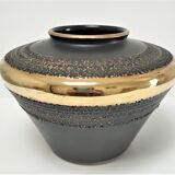 Black and gold ceramic vase west germany vintage design