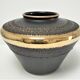 Black and gold ceramic vase west germany vintage design