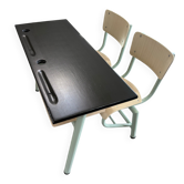 Vintage school desk for 2, fully renovated – Slate top