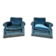 Pair of club armchairs – Napoleon III style – Blue-grey velvet – 19th century.