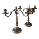 Pair of 3-arm curved chandeliers. Baroque/Rocaille style.