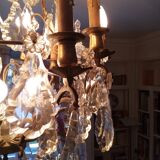Lustre bronze et pampilles en cristal Baccarat