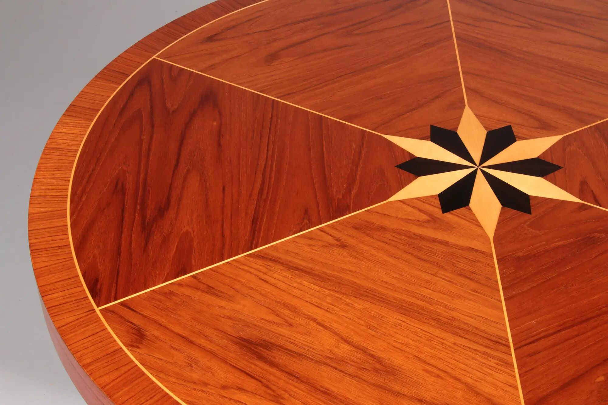 Italian mid-century dining table with stunning inlay star