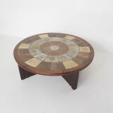 Tue Poulsen pour Haslev Møbelsnedkeri, table basse en pierre et chêne, Danemark années 1960