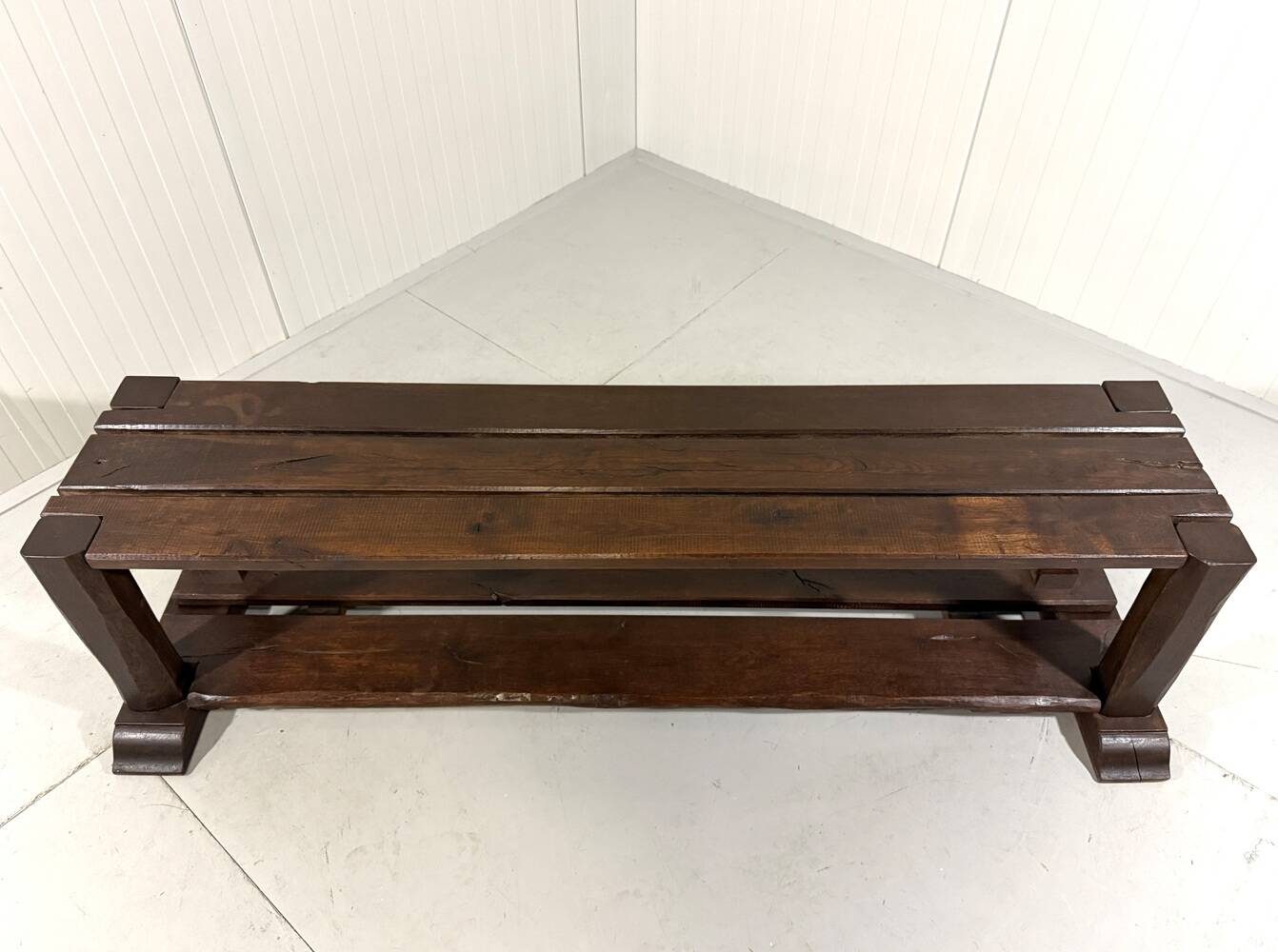 Large brutalist oak bench or wall table 1900’s