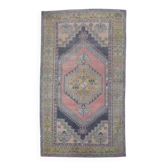 Tapis en laine turc Oushak vintage fait main rose 125x210