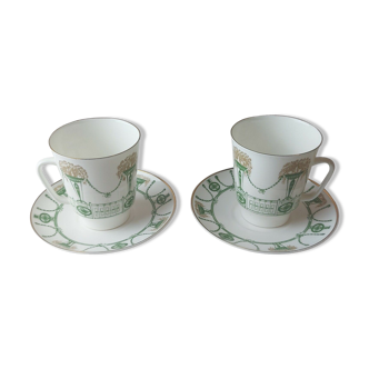 Lot de 2 tasses et sous tasses, en porcelaine de Lomonosov USSR