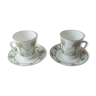 Lot de 2 tasses et sous tasses, en porcelaine de Lomonosov USSR