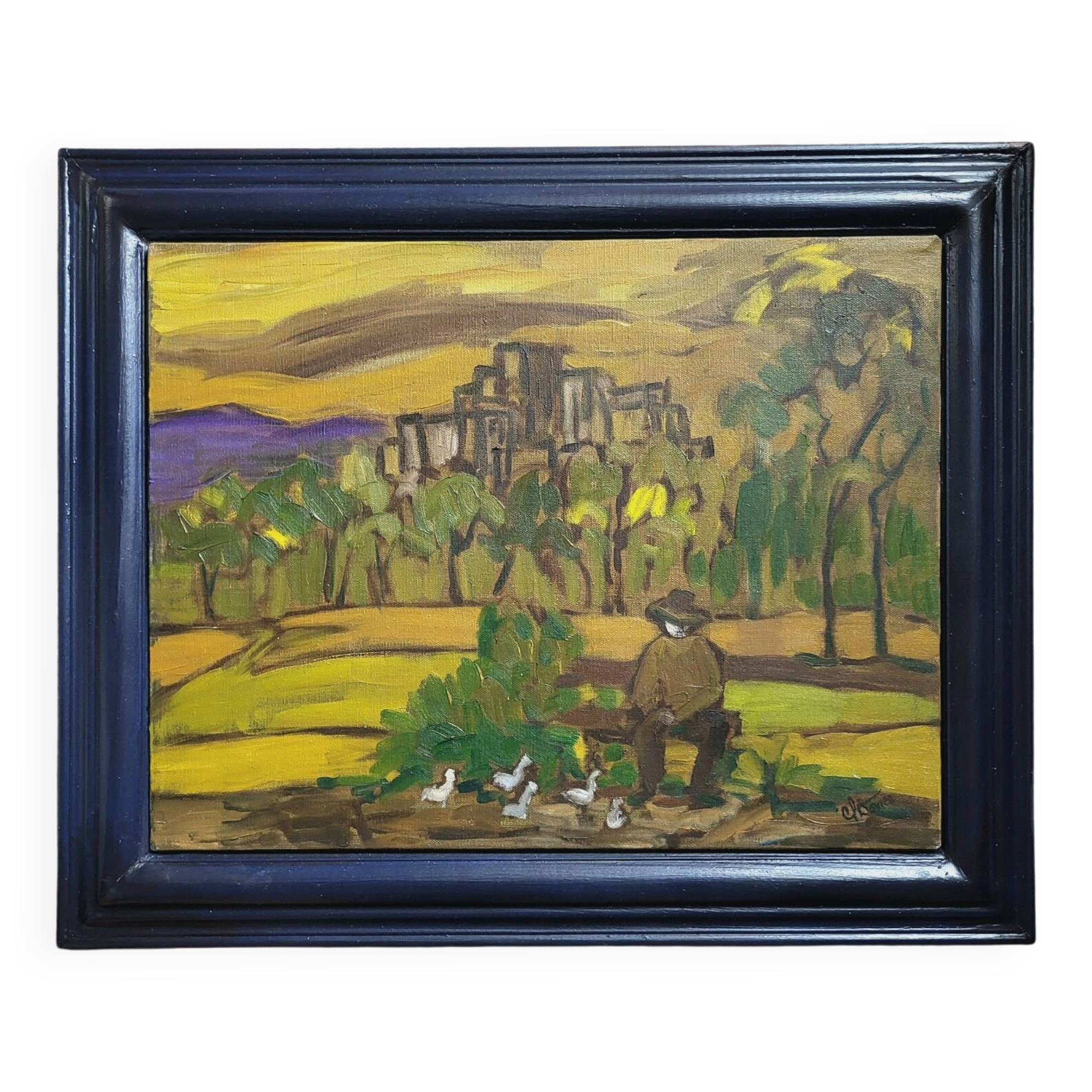 Tableau Oil on canvas Expressionism Catherine Jones-Davies "Pigeon"