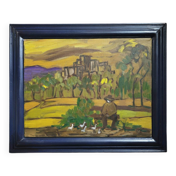 Tableau Oil on canvas Expressionism Catherine Jones-Davies "Pigeon"