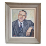 Portrait huile sur toile signé J. Adam 53