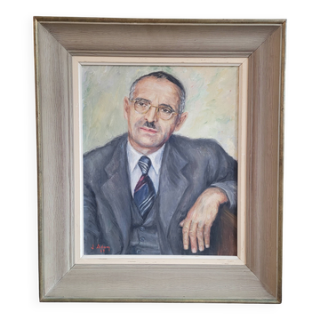 Oil portrait on canvas signed J. Adam 53