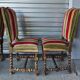 Set of 6 Louis XIII style chairs in turned wood and velvet.