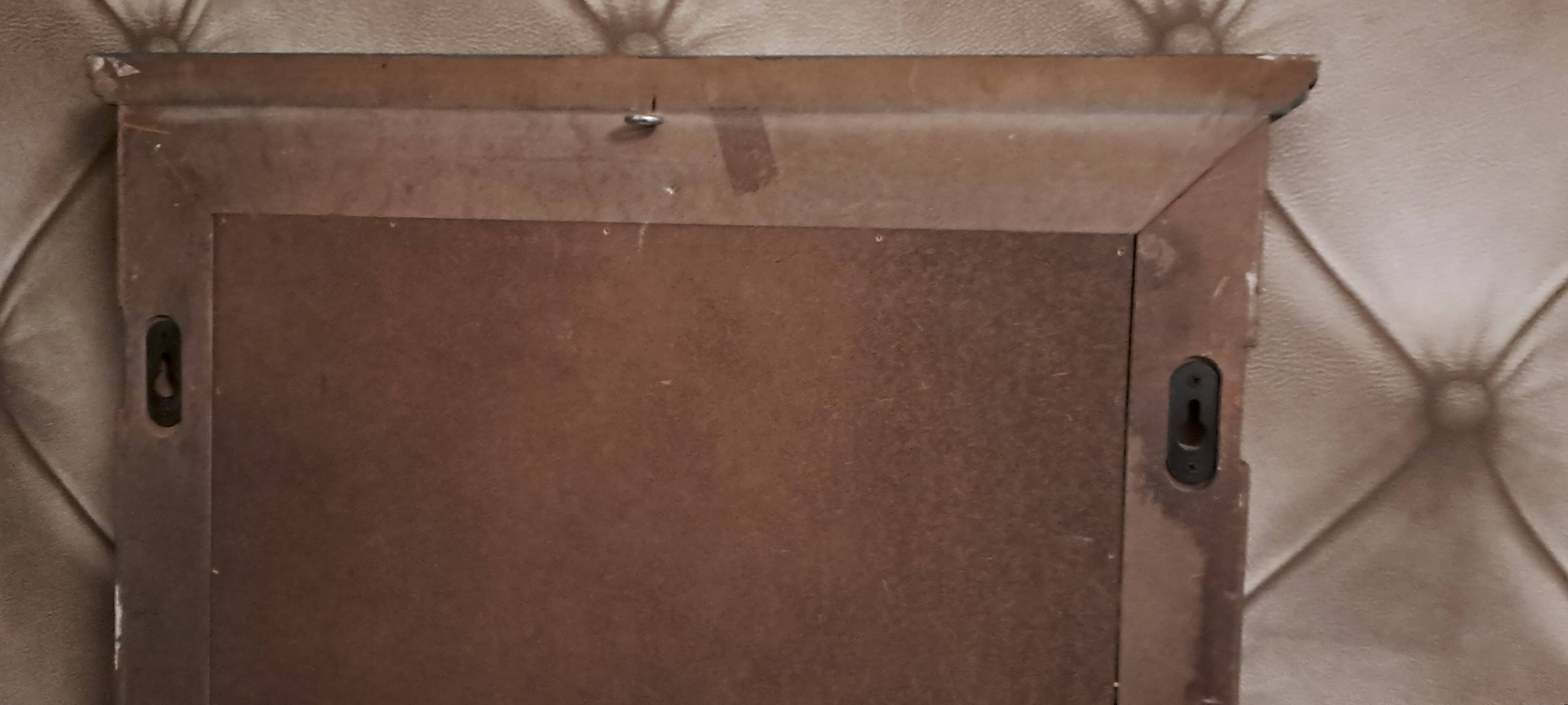 Dark grey wooden trompe l'oeil shutter mirror 1990 / wall decoration object Shutter-style mirror