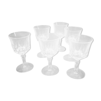 6 verres à pied en cristal d'Arques