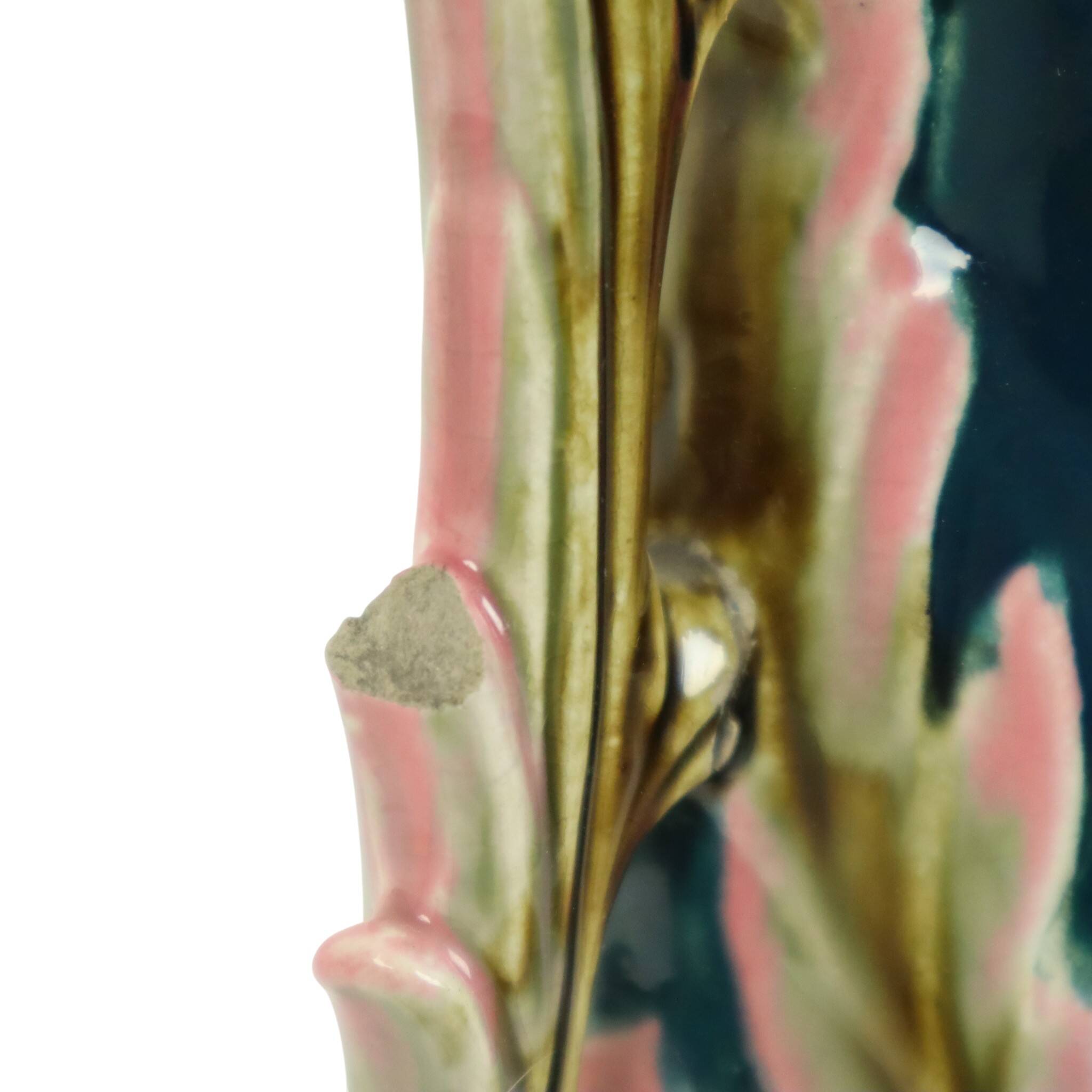 Antique Blue Art Nouveau Vase Rococo Style 38cm