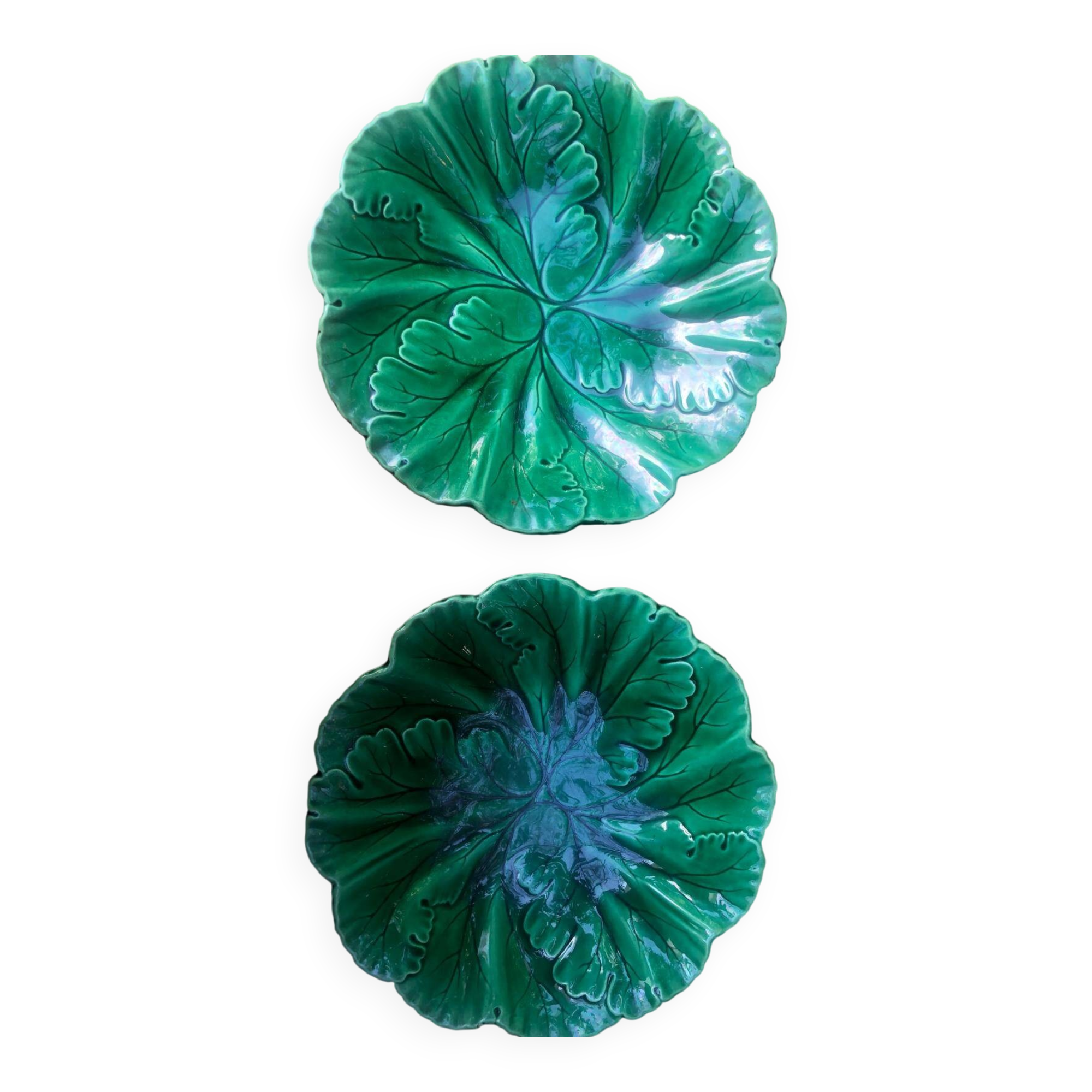 Fruit bowl / compote dish in green earthenware