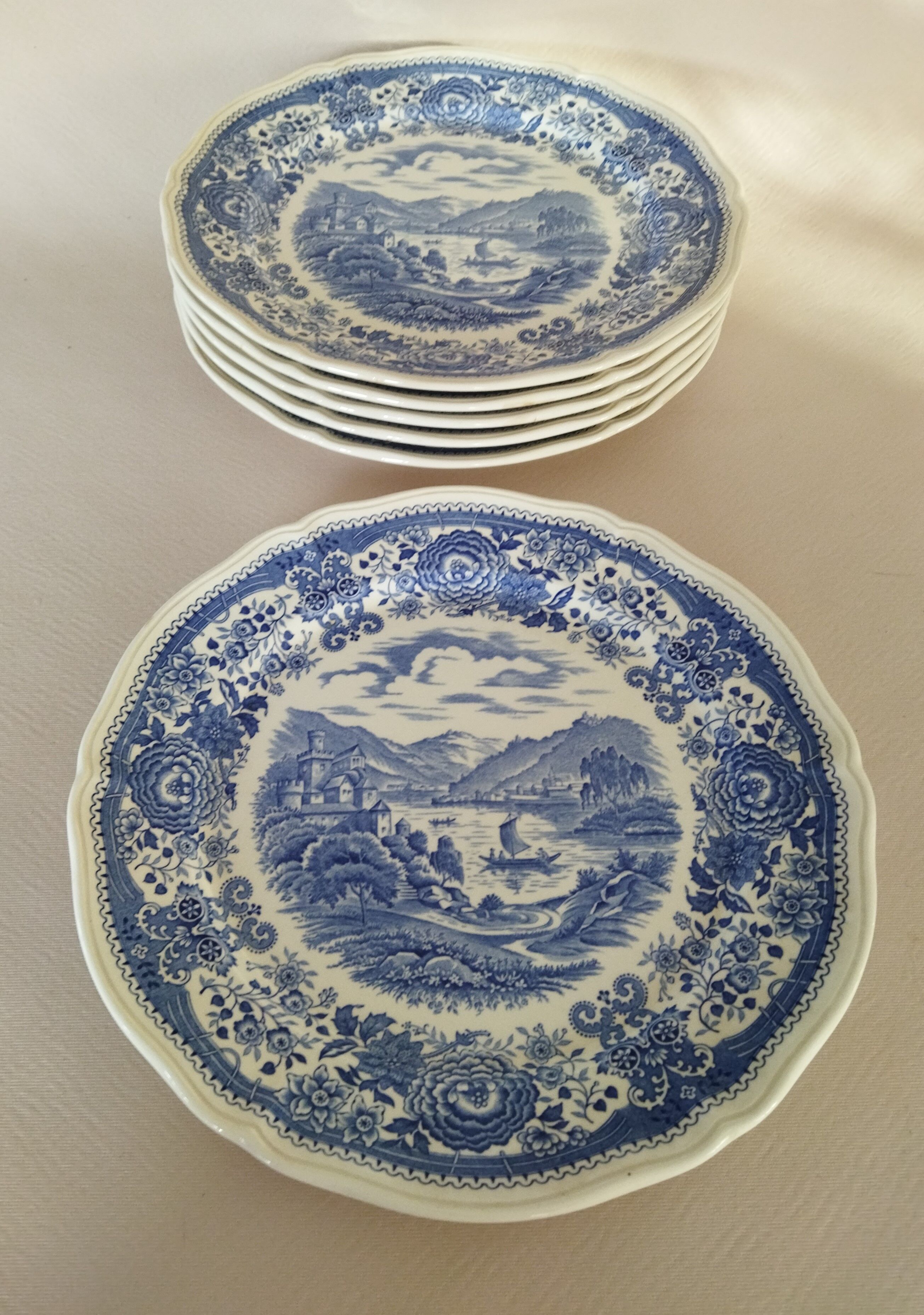 6 flat plates Burgenland blue Villeroy & Boch