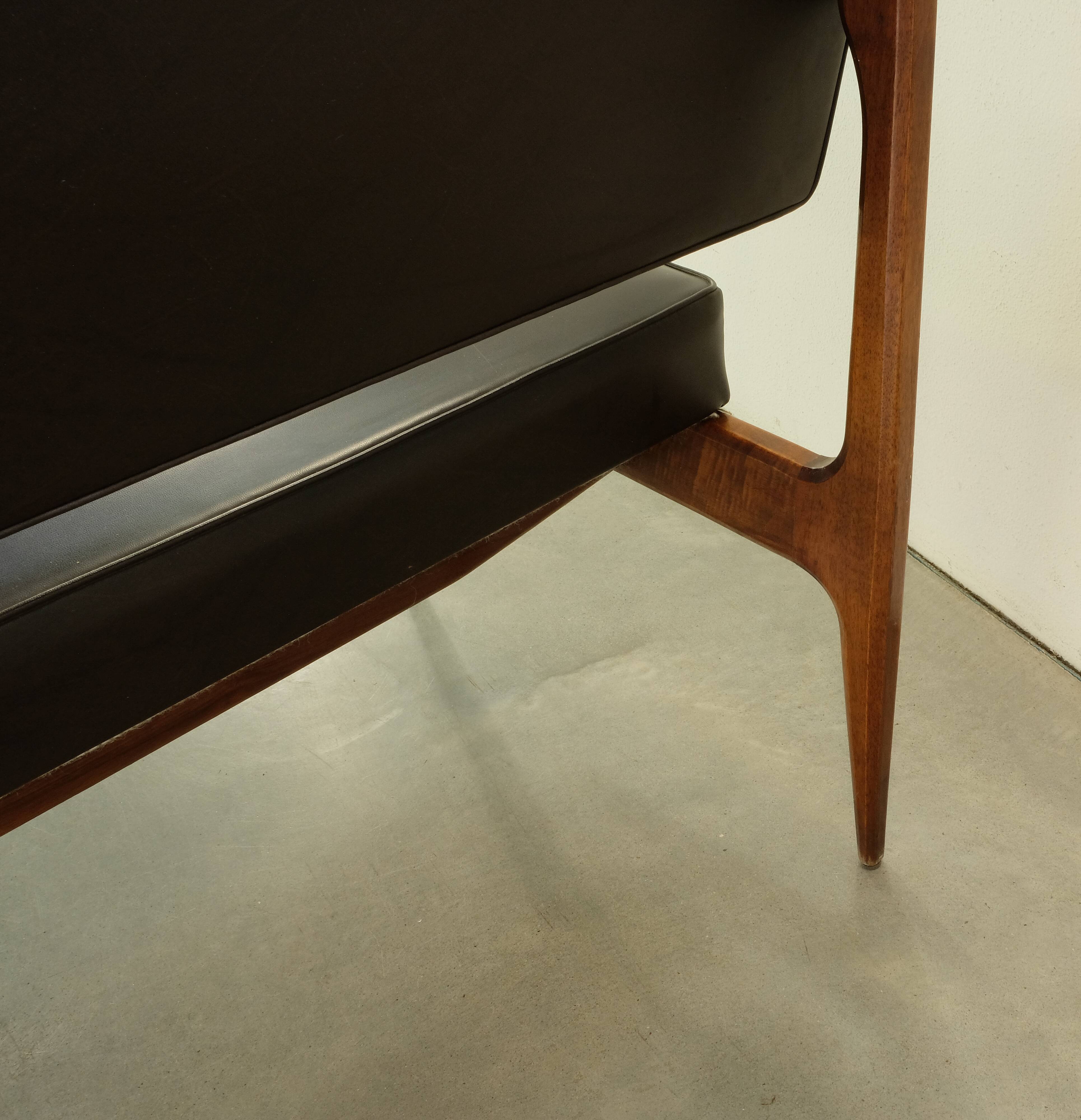 Sofa by Anonima Castelli in teak and skai, 1950s