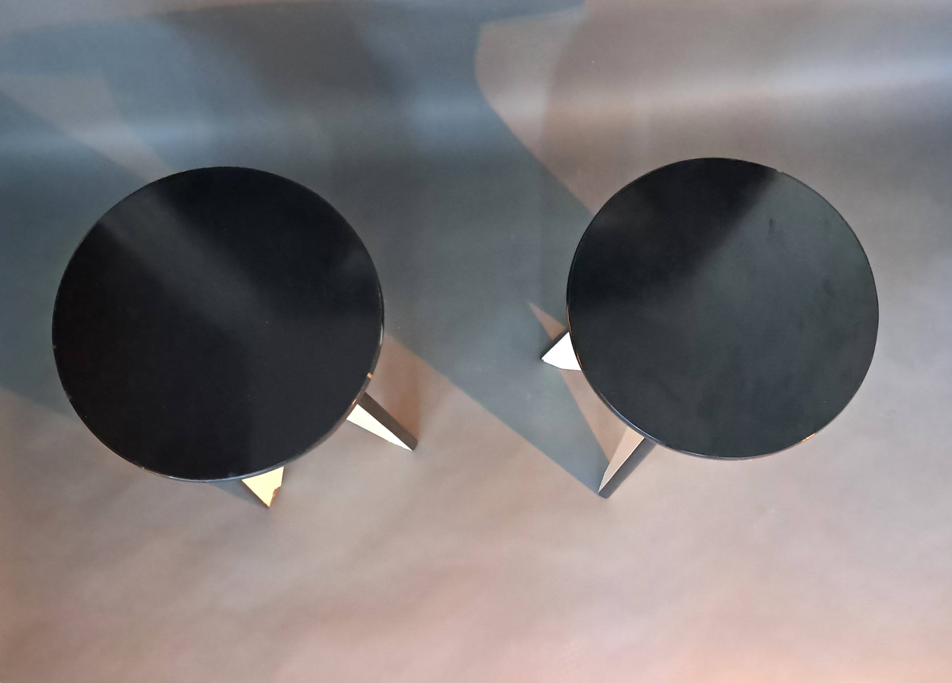 Pair of black and white lacquered wooden stools 1950/1960 Vintage.