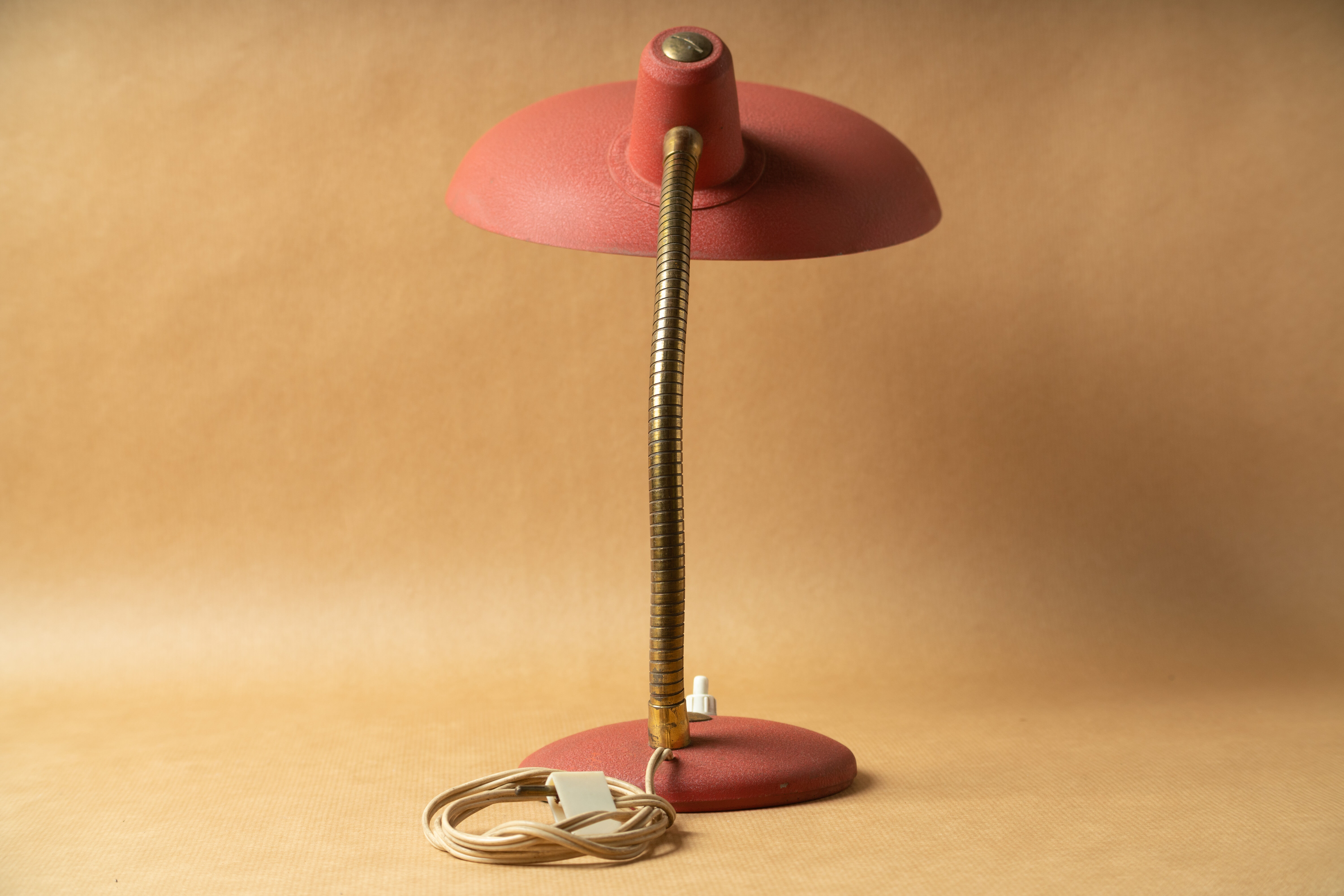 Desk lamp industrial design vintage 1950 1960 flexible red