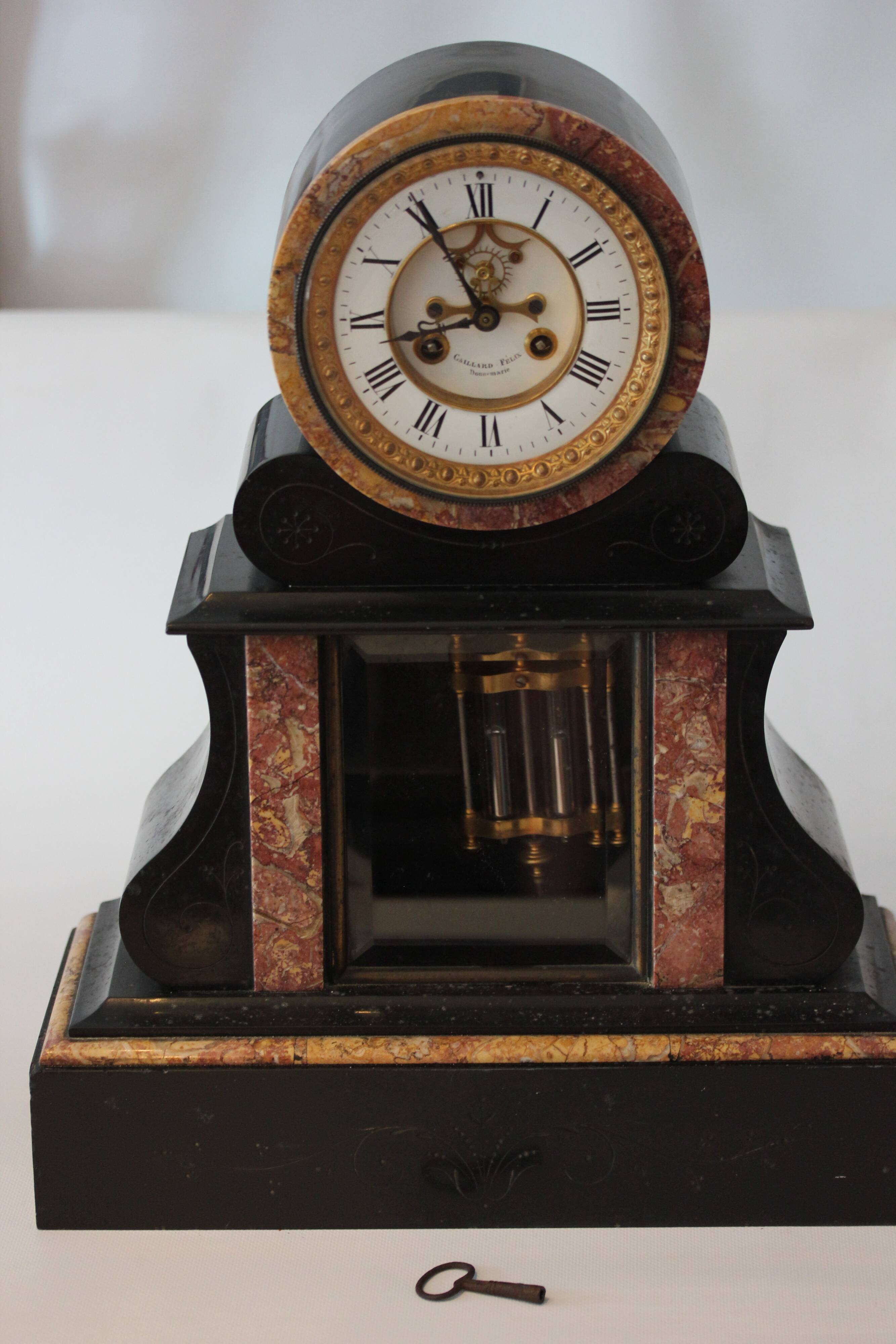 Old notary clock brocot movement and pendulum 2 bulbs 19th