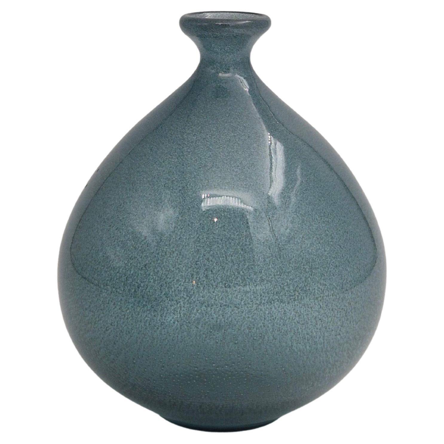 Erik Höglund, balloon-shaped blue glass vase for Boda, Sweden, mid-20th century.