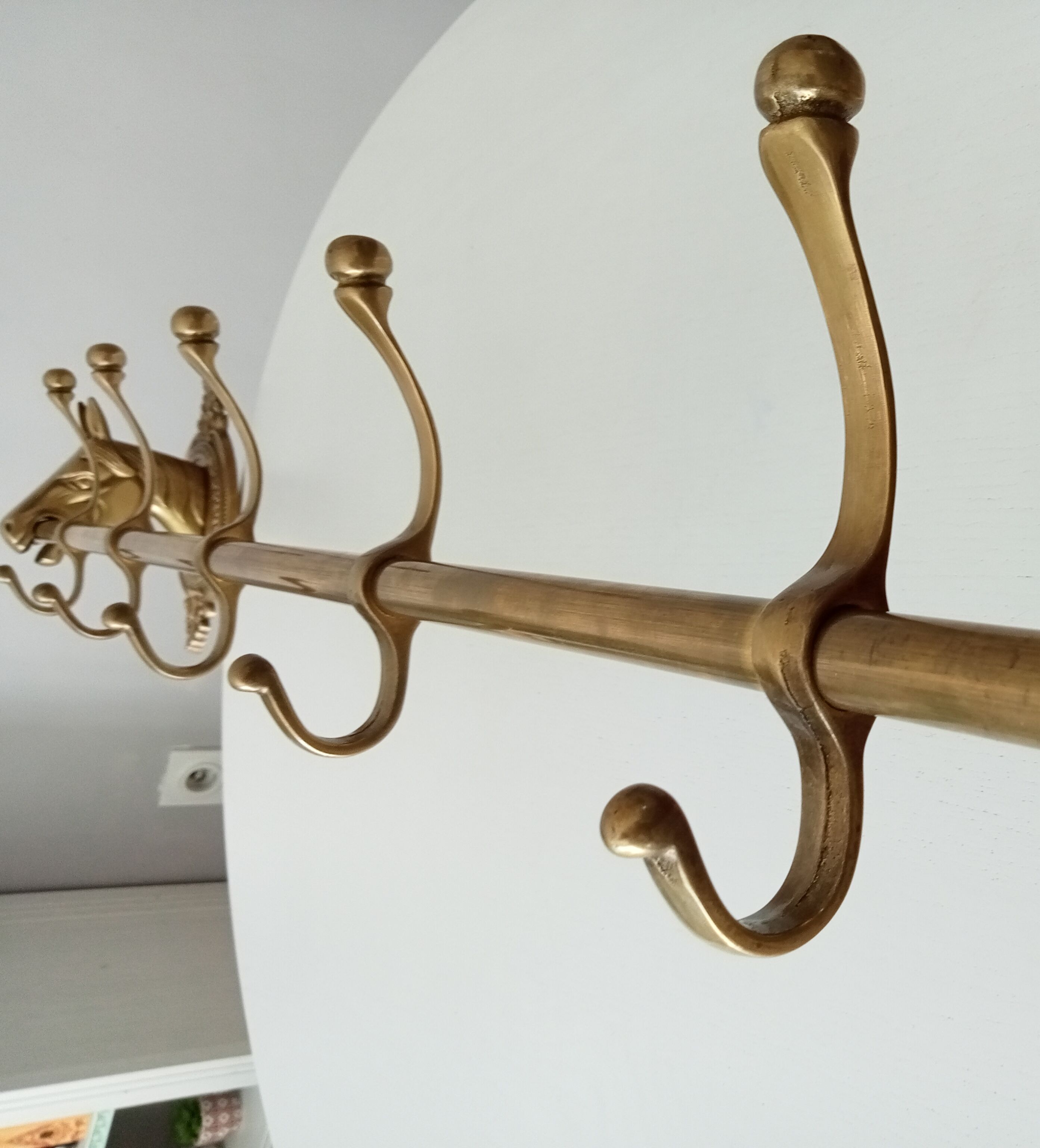 Coat rack in solid brass gilded 50s