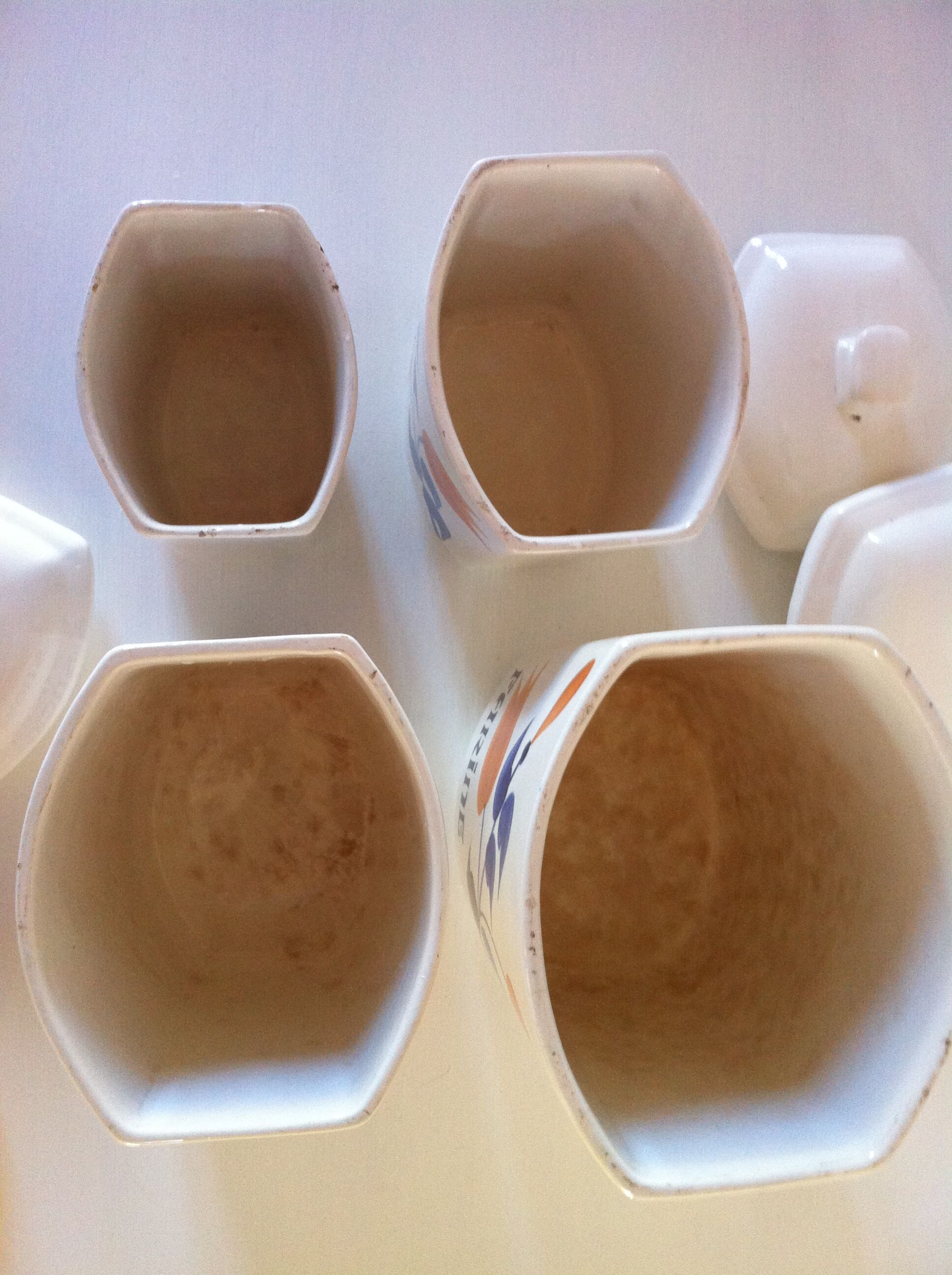 Set of old Givors ceramic spice pots