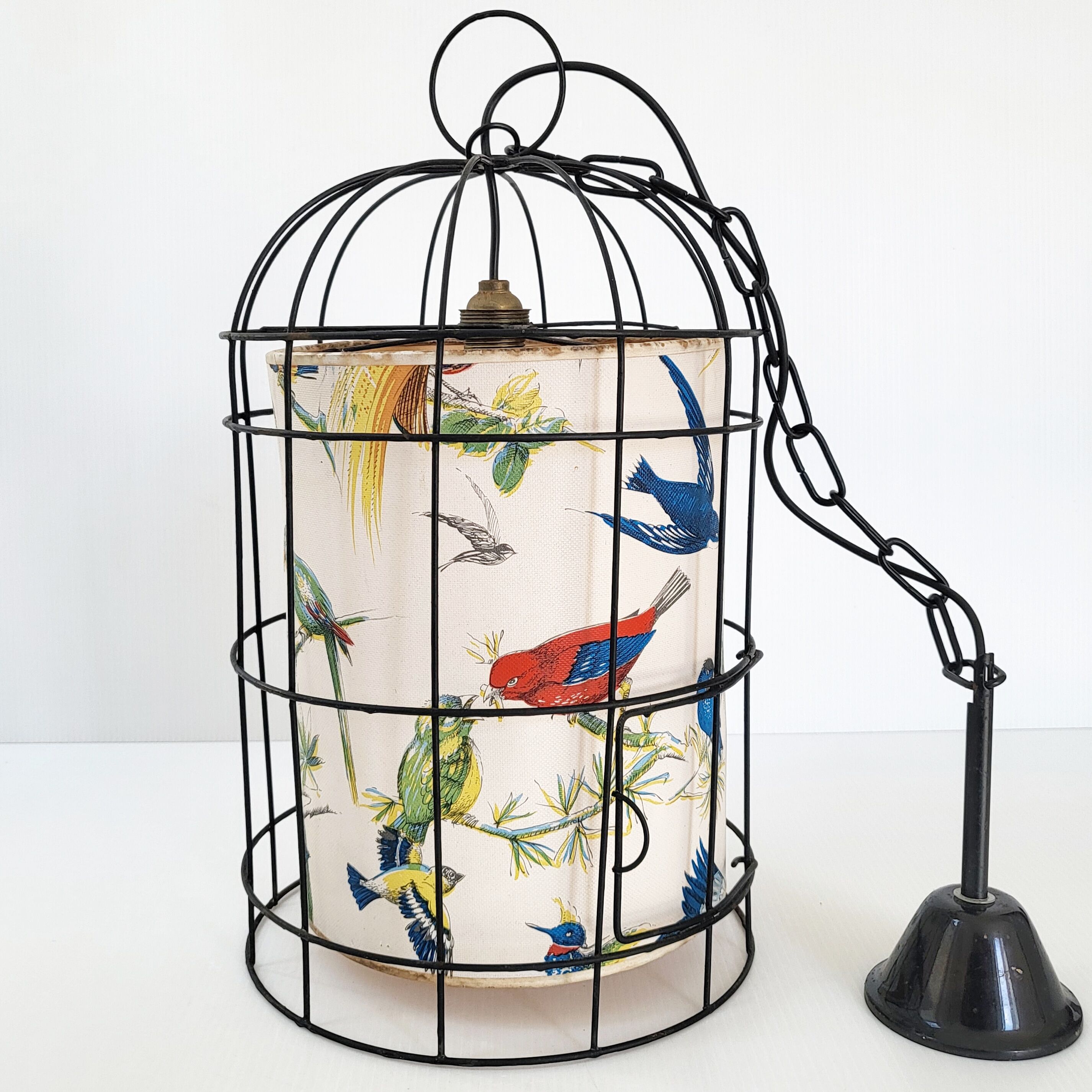 Vintage bird cage suspension