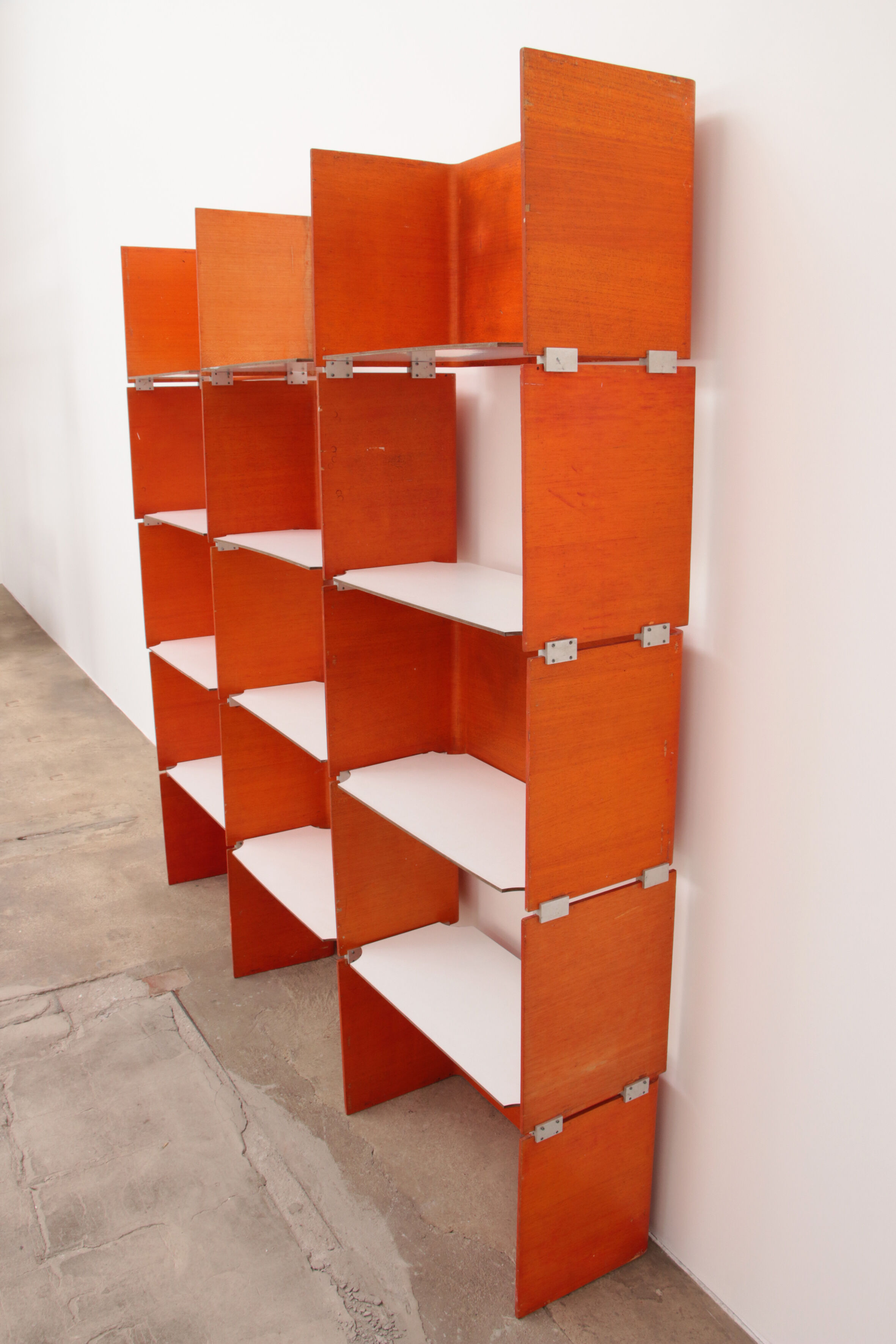 Modular French wall furniture orange made in the 60s.