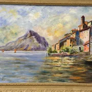Original Swedish Oil on Canvas – “City and the Lake” by Eric Johan – Vintage & Framed