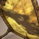 Large oval coffee table in yellow marble and gold metal, classic style.