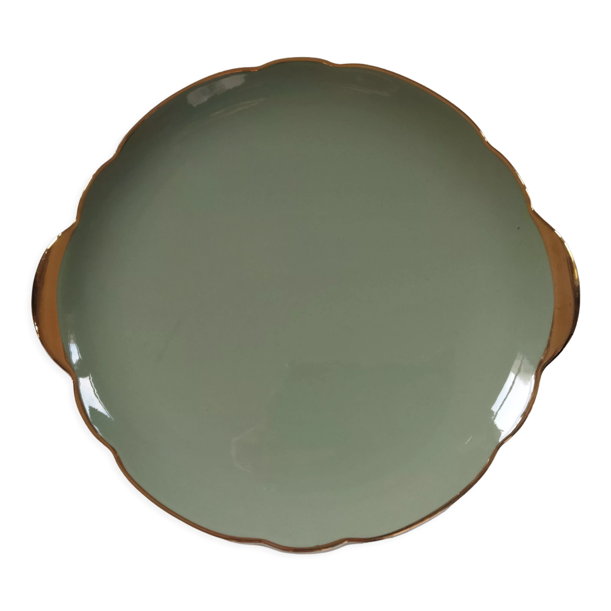 Villeroy & Boch celadon and gold pie dish