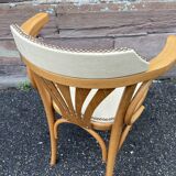 Pair of vintage curved wood bistro armchairs