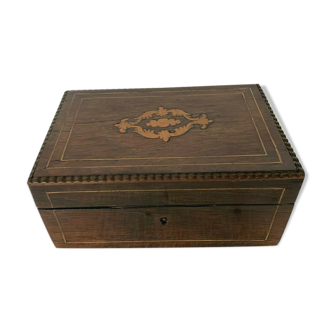 Box with rosewood jewelry and Xx century marquetry