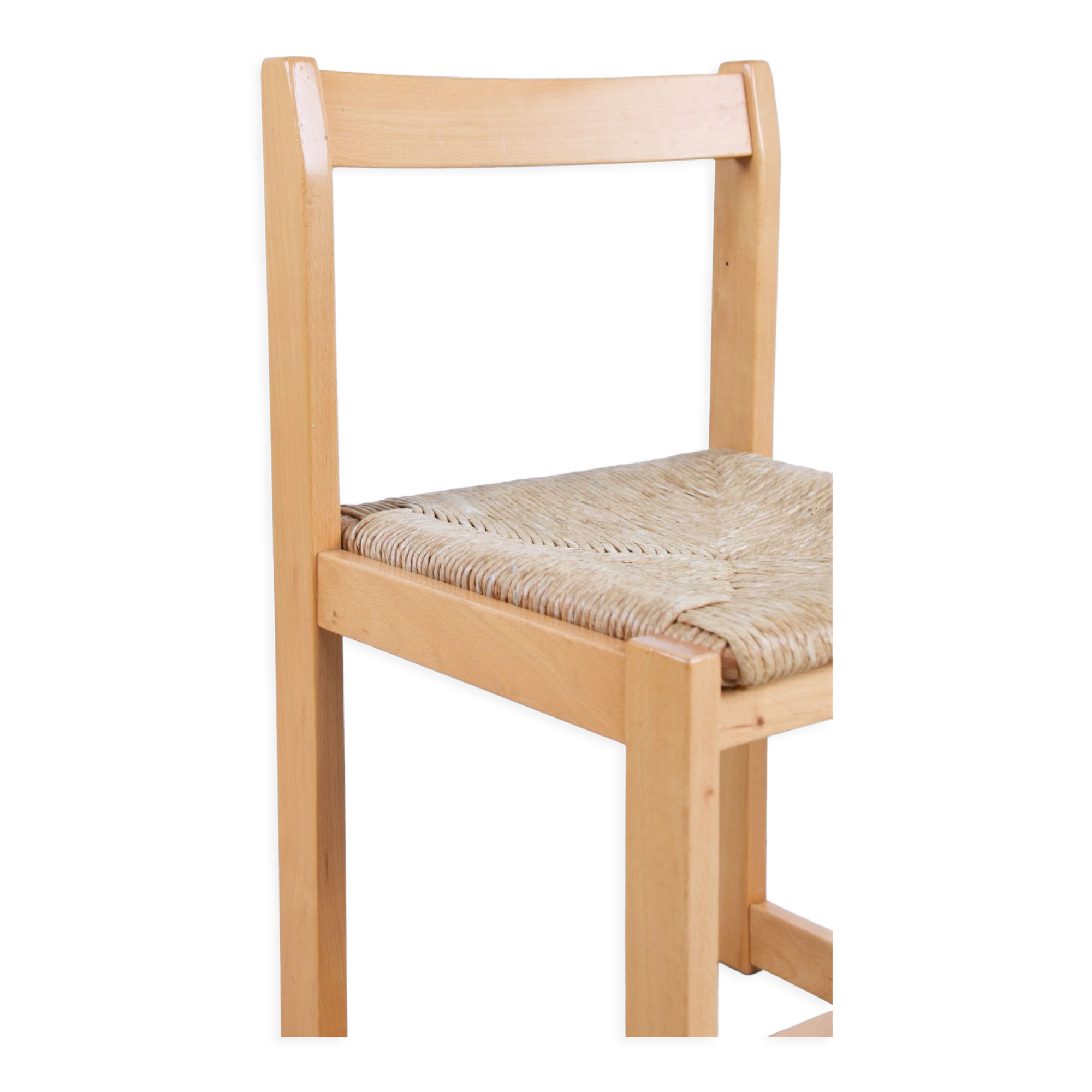 6 vintage oak and wicker dining chairs, 1960s