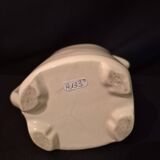 Old covered jug, vintage, geometric frieze with flowers and black trim.