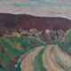 Painting oil on landscape panel early twentieth century