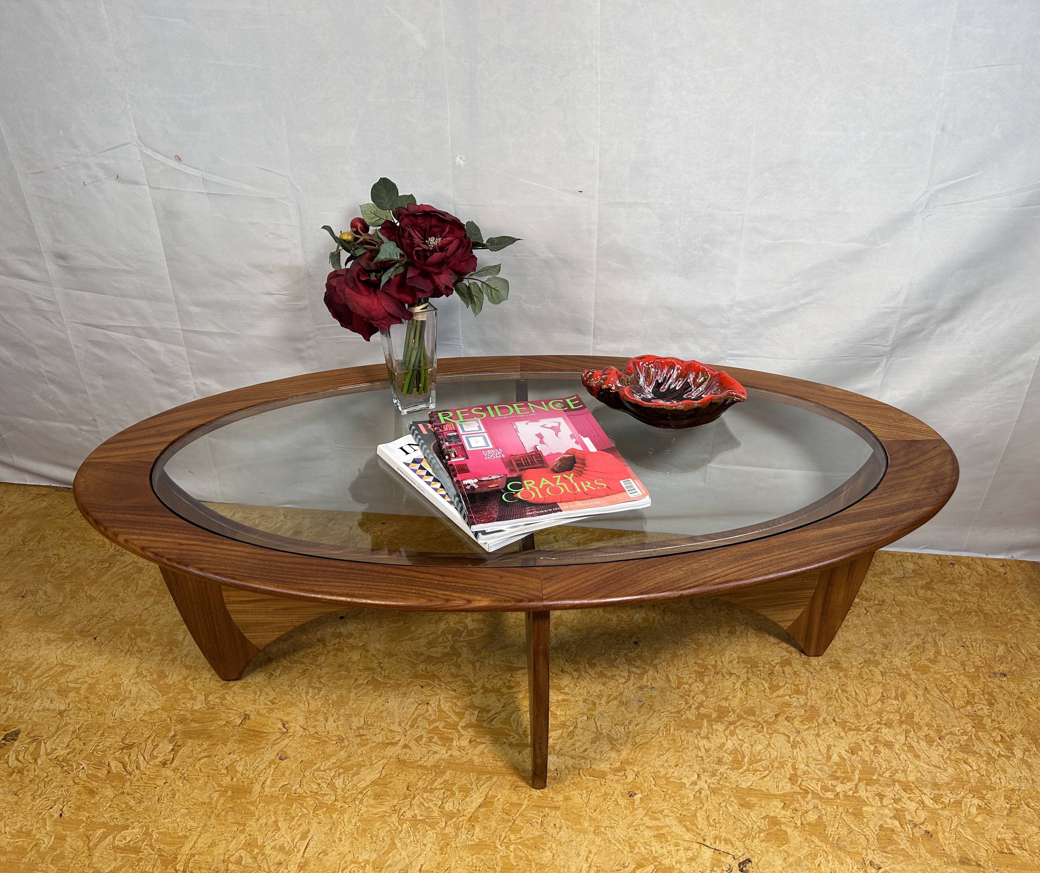 Mid-Century Retro Vintage Teak Glass Oval Astro Coffee Table by G Plan ...