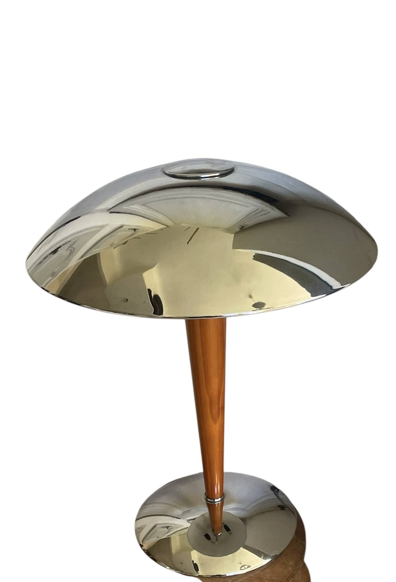 Vintage ship lamp in wood and chrome metal