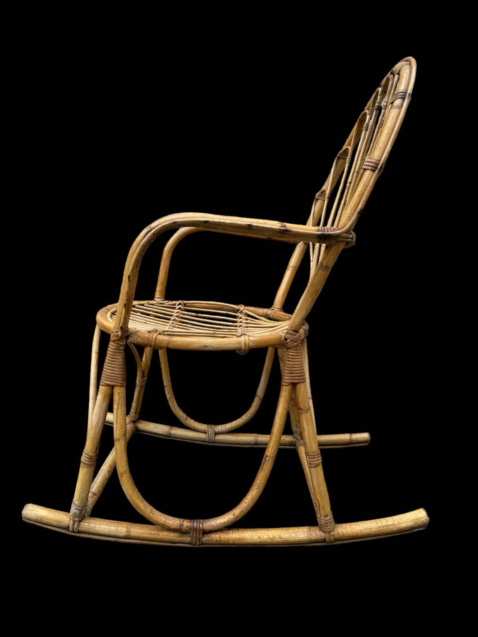 Rattan rocking chair Italy 1950