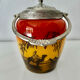 Art Deco biscuit jar in tango orange glass - Egypt Desert decor